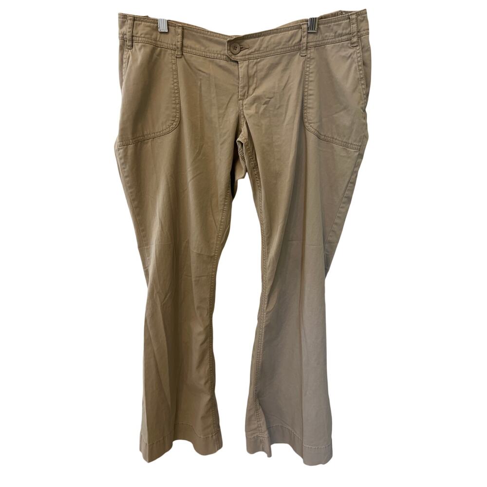 Motherhood Maternity Tan Chino Wide Leg Flare Pants Women's Size Large EUC